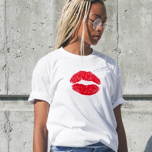 Lips Kiss Shirt, Lips Women, Kisses Women Tshirt, Kiss Shirt, Gift For Her, Lips Shirt, Red Lips Shirt, Lipstick Kiss Shirt, Kisses Shirt