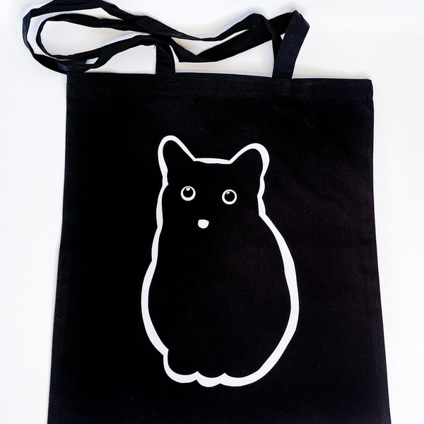 Black Cat Meme Blep Tongue Tote Bag Black / Meme Tote Bag / Cute Tote Bag / Regalos para los amantes de los gatos