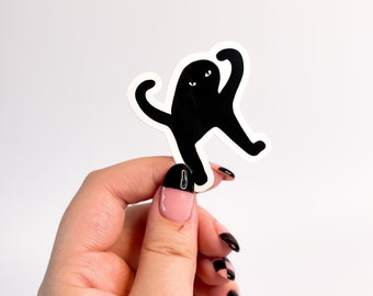 Black Cat Meme Cursed Cat Glossy Vinyl Sticker | Cat Sticker | Black Cat Sticker | Aesthetic Stickers | Laptop Stickers | Waterproof Sticker