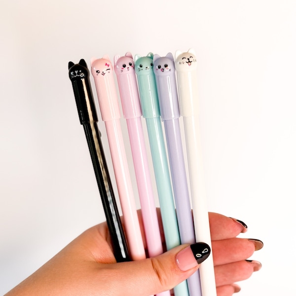 Cute Cat Face Pens | Cute Cat Pen | Cat Pen | Gel Pen | Gifts for Cat Lovers