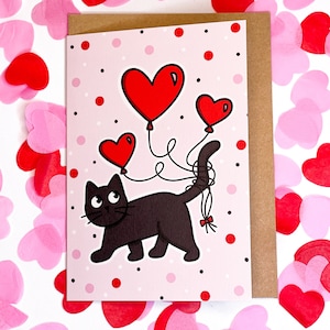 Saint-Valentin ballons coeur d'amour de chat | de chat noir | pour amoureux des chats | Saint-Valentin | Cadeau Saint-Valentin | Cadeaux pour les amoureux des chats |