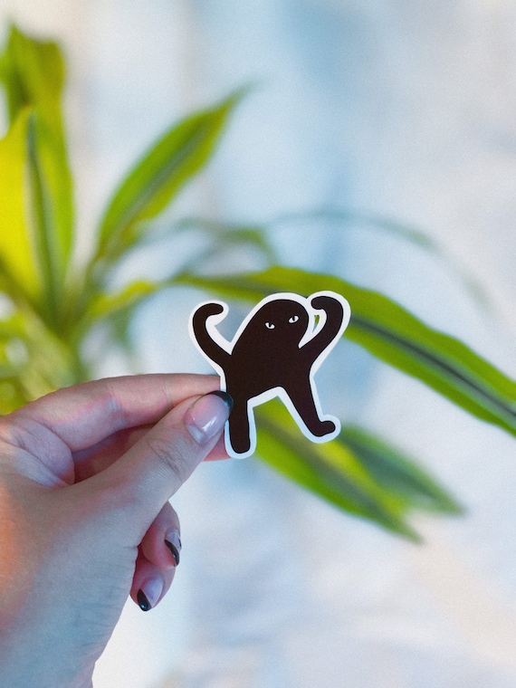 Black Cat Meme Cursed Cat Glossy Vinyl Sticker Cat Sticker - Etsy