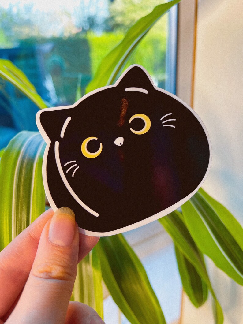 Black Cat Squishmallow Transparent Vinyl Sticker Cat Sticker | Etsy