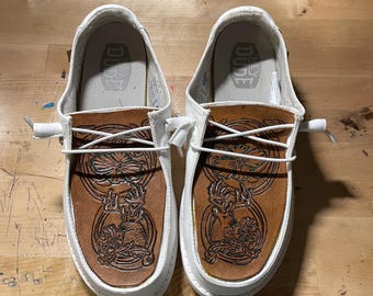 Custom Leather Tooled Hey Dudes