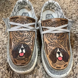 Custom Leather Tooled Hey Dudes