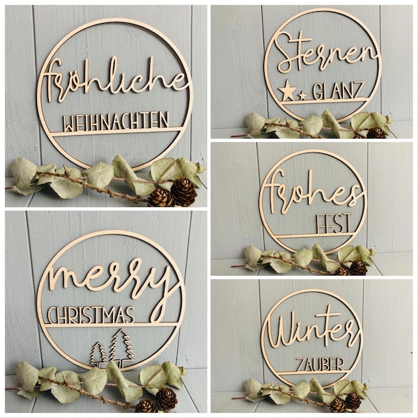 Door sign door wreath wooden sign wooden wreath Christmas Happy Holidays Merry Christmas stars shine - 000068