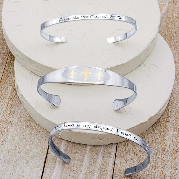 Religious Faith Christian Jesus Cross Stainless Steel Cuff Bracelets Bangles For Women Religious Jewelry Gift Adjustable