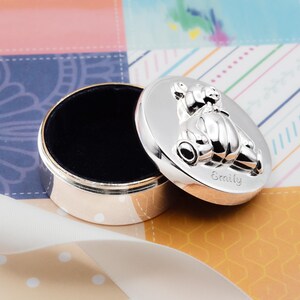 Baby's First Engraved Silver Baby Keepsake Boxes First Tooth & Curl - Set of Two Gift for New Mom New Baby Baptism Christian Dedication Gift image 4
