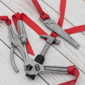 Christmas Ornaments For Father Handyman Mechanic Carpenter Hand Tools Wrench Pliers Saw Ornament Gifts for Dad at Christmas or Fathers Day