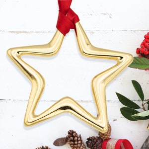 NEW - Modern Minimalist Star Gold Metal Christmas Ornament Star Shaped Xmas Ornaments