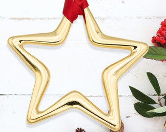 NEW - Modern Minimalist Star Gold Metal Christmas Ornament Star Shaped Xmas Ornaments