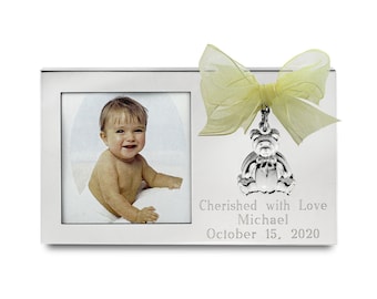ENGRAVED Baby Picture Frame Giftware Baby Decorative Baby Shower Photo Gift for Mother or Grandmother Personalized Metal Picture Frame