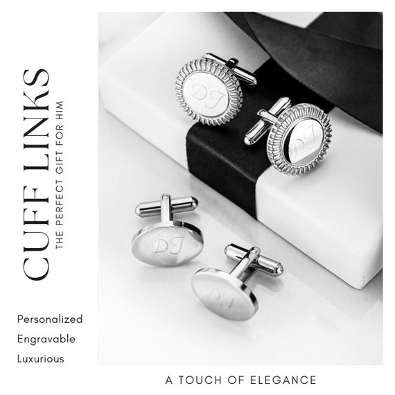 Personalized Cuff Links: Carbon Fiber & Silver, E… - image 3