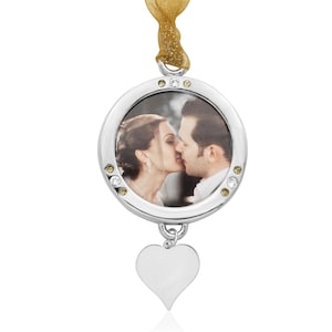 Round Picture Frame Family Photo Engravable Heart Charm Picture Photo Frame Christmas Tree Personalized Ornament