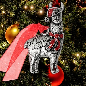 Vintage Antique Pewter Llama Alpaca Christmas Tree Ornament Custom Personalized Engraved Ornaments Vicuna Xmas Metal Ornment