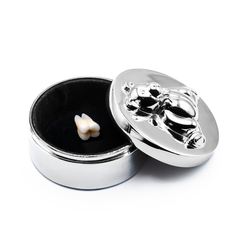 Baby's First Engraved Silver Baby Keepsake Boxes First Tooth & Curl - Set of Two Gift for New Mom New Baby Baptism Christian Dedication Gift image 5