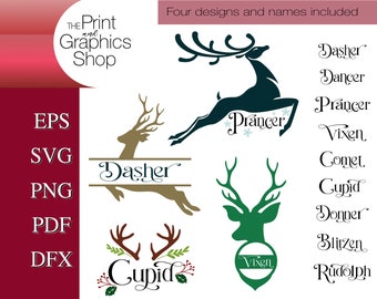 Ren, jultomtens ren, Rudolf, SVG-filer, Clipart, Svg Jul, Digital nedladdning, svg Cricut, Klippfil, Julprydnad