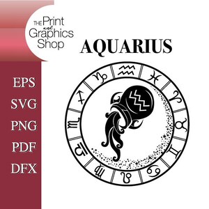 Verseau SVG, vecteur, téléchargement numérique, zodiaque SVG, fichier coupé, signe astrologique, signe du zodiaque, zodiaque, svg céleste, SVG porteur d'eau