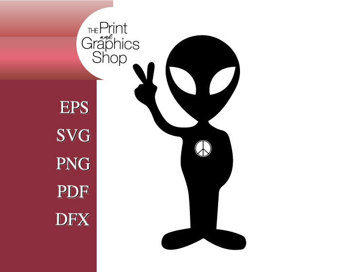 Peace Alien SVG Clipart: Vector Cut File (digital Download) - Etsy Canada