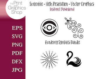 Fantasy Symbols SVG Bundle, Magic Academy svg, Swan Symbol svg, Bookish svg, Cricut Cut File, PNG, Instant Download