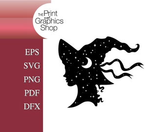 Witch Silhouette: Halloween Graphic ClipArt (Digital Download)