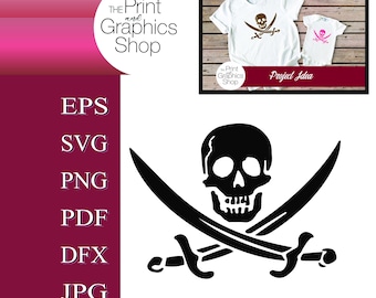 海賊旗 SVG - ドクロと骨の海賊旗 印刷可能なクリップ アート カット