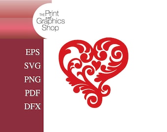 Cuore floreale in formato SVG: Clipart d'amore, file di taglio (download digitale)
