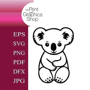 Koala Bear SVG, Instant Download, Clipart, Digital Download, SVG, Cricut Cut File, Bear Clipart, Koala Bear