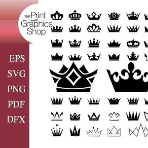 Crowns,  SVG, EPS, Clipart, Kings Crown, Queen Crown, Vector, Digital Download, Instant Download, Cut File, Princess Crowns, Crowns Clipart