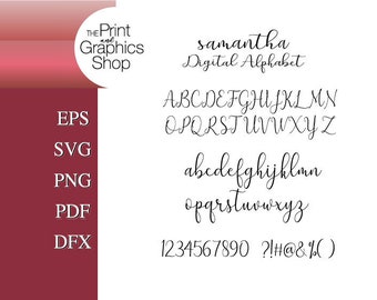 Alfabeto caligráfico com letras cursivas (Download digital)