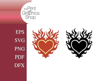 Flaming Heart SVG, SVG, EPS, Clipart, Heart, Vector, Digital Download, png, dfx, Cut File, Heart In Flames, Heart, Flame Heart png