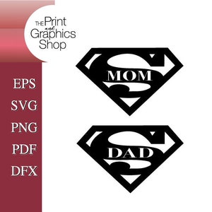 Super Pai SVG, Super Mãe SVG, Download Digital, Clipart, Arquivo de Corte Cricut, Arquivo de Corte Silhouette, Arquivos SVG Cricut, Super Mãe png, Dia dos Pais