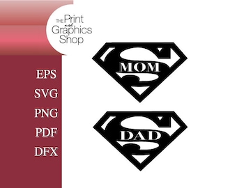 Super Mom Super Dad SVG: Superhero Clipart, Cricut Cut File (Digital Download)