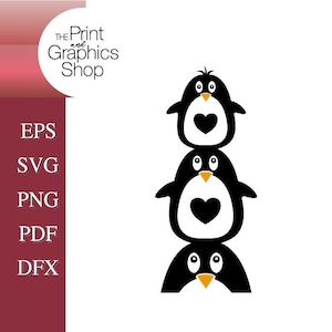 Pingouins, SVG, EPS, vecteur, SVG Cricut, téléchargement numérique, téléchargement immédiat, fichier de coupe, pingouin 3 piles svg, pingouins mignons, oiseaux