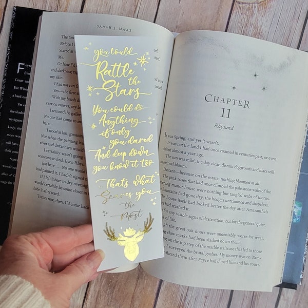 Rattle The Stars, Bookmark, Gift Idea, Reading Books, Book Accessories, Fan Girl, Gold Foil, Throne Of Glass, ACOTAR Merchandise