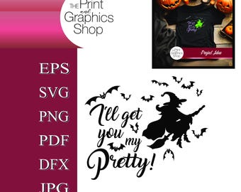 Te llevaré, mi hermosa bruja - Clipart SVG de Halloween (descarga digital)