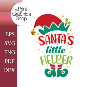 Santa's Little Helper, Helper Elf, SVG Christmas, kerstelf, kerst clipart, Cricut cut-bestand, elf clipart, instant download, digitaal