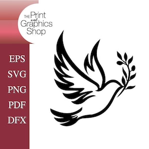 Paloma de la paz SVG, Paloma blanca SVG, Paloma de la paz, Clipart de paloma, Clip Art de pájaro, Clip Art de la paz, SVG, png, dfx, pdf, Paloma, Rama de olivo del pájaro de la paz
