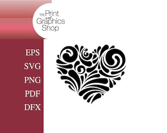 Clipart a forma di cuore fiorito: vettore SVG floreale (download digitale)