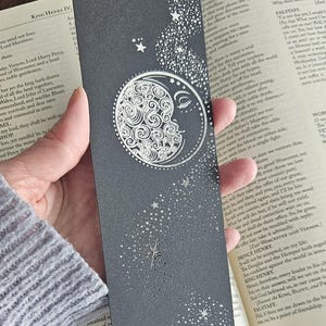 Bookmark, Moon & Stars Bookmark, Celestial Moon Bookmark, Foiled Bookmark, Bookish, Book Accessories, Moon and Stars, Celestial, Gold Moon