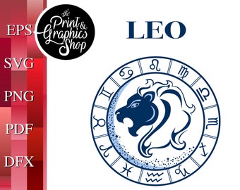 Leo SVG, Vector, Digital Download, Zodiac SVG, Cut File, Astrological Sign, Zodiac Sign, Zodiac