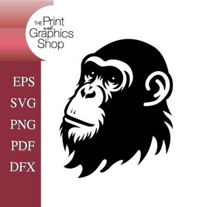 Chimpanzee SVG, Chimpanzee Clipart, Chimp Cut File, Chimpanzee, Instant Download, Cricut Cut File, SVG, Clipart, Animal Clip Art, png, dfx