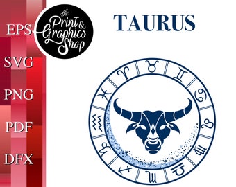 Taurus SVG, Vector, Digital Download, Zodiac SVG, Cut File, Astrological Sign, Zodiac Sign, Zodiac