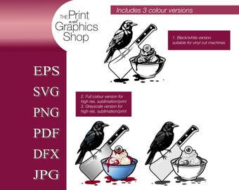 Butcher and Blackbird Clipart, Cleaver, Cookies & Cream Ice Cream (Digital Download), BookTok, Dark Romance svg