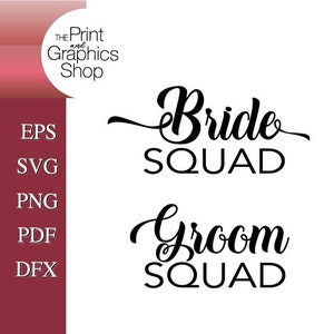 Bride Squad Groom Squad SVG, Wedding SVG, EPS, Clipart, Vector, Download digital, Bride Groom Squad, Arquivo de corte, Bride Groom