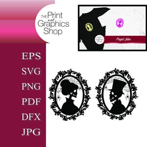 Victorian Skull Frame SVG: Halloween Profile Clipart (Digital Download)