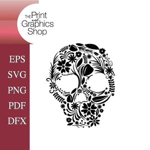 Flower Skull, SVG, Skill Clipart, Skill Vector, Flower Skull, Digital Download, Instant Download, Skull Cut File, Skull png, dfx, png, eps