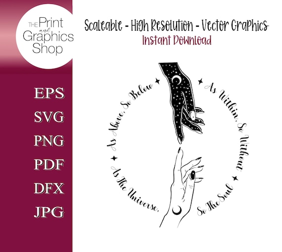 Wiccan Celestial SVG: As Above So Below Design (Digital Download)