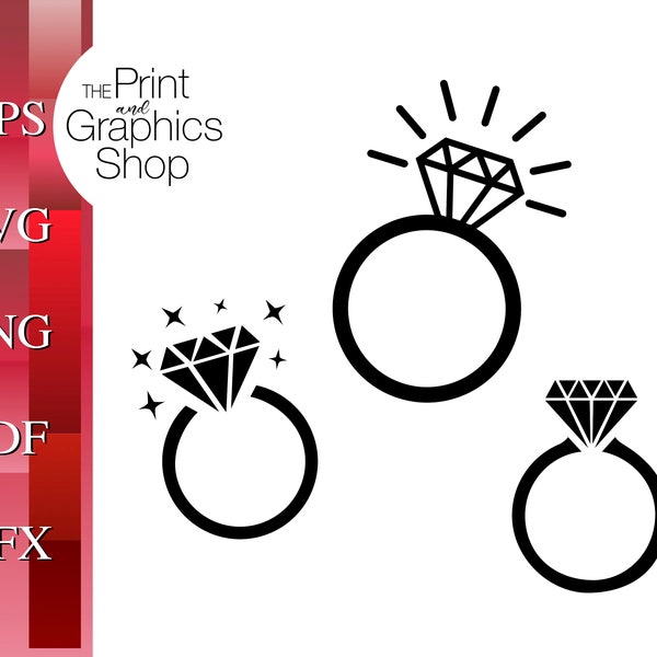 Diamond Ring SVG, Ring Svg, Instant Download, Clipart, Digital Download, SVG, Cricut Cut File, Diamond Ring Clipart, Wedding Rings SVG