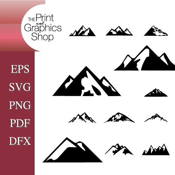 Mountain SVG, Landscape  Svg, Mountain Silhouette, Clipart, Digital Download, SVG, Cricut Cut File, Mountain Clipart, Snowy Mountains SVG